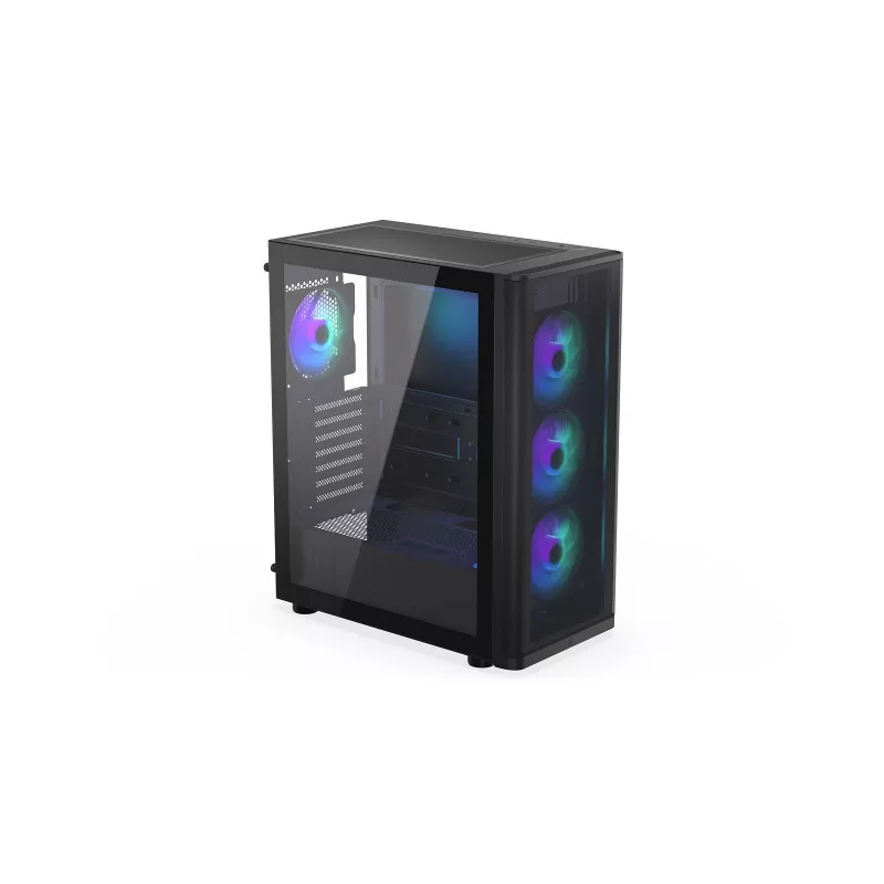 ENDORFY Ventum 400 ARGB caja para PC ATX - negra, cristal templado, 4 ventiladores Stratus 120 PWM ARGB, controlador ARGB y PWM, USB-C