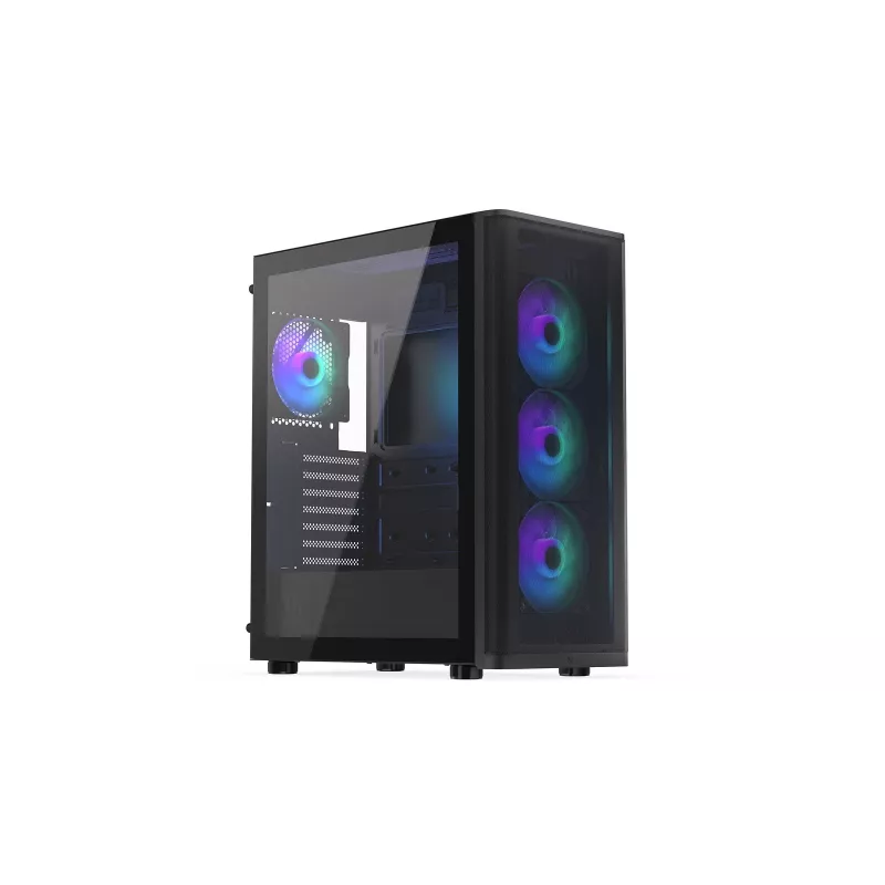ENDORFY Ventum 400 ARGB caja para PC ATX - negra, cristal templado, 4 ventiladores Stratus 120 PWM ARGB, controlador ARGB y PWM, USB-C
