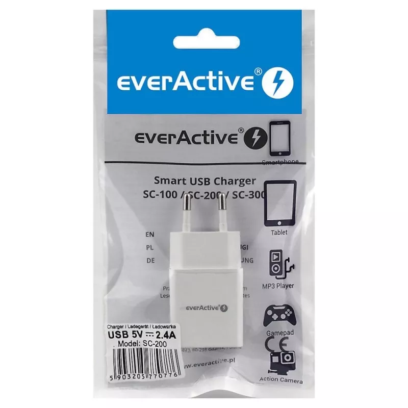 everActive SC-200 cargador de pared USB-A 2,4 A 12 W Blanco