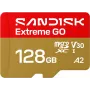 SanDisk Extreme Go microSDXC 128 GB, UHS-I U3 V30 A2, lectura 240 MB/s, escritura 120 MB/s, SDSQXGN-128G-GN6MN