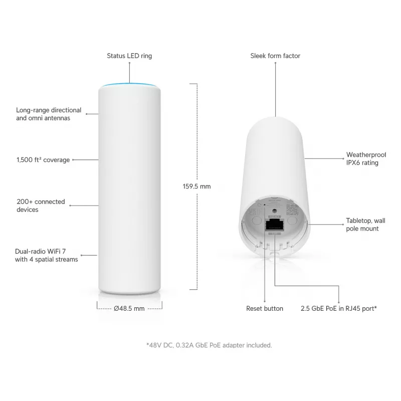 Ubiquiti UniFi U7-Mesh WiFi 7 Tri-Band BE5000 punto de acceso de exterior 2.5G PoE+