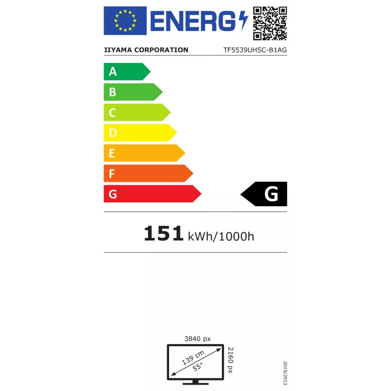 Iiyama ProLite TF5539UHSC-B1AG Monitor LED IPS táctil 50 puntos PCAP 4K UHD 55