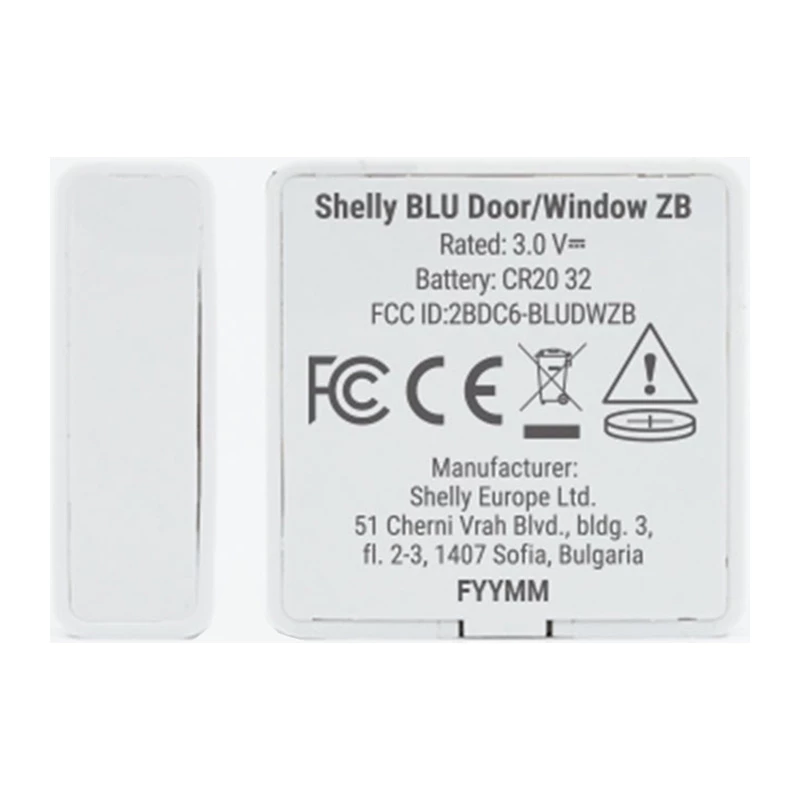 Shelly BLU Door/Window ZB Sensor inteligente de puerta/ventana Zigbee Bluetooth Blanco