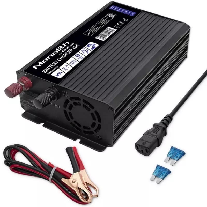 Qoltec Intelligent Professional Monolith cargador de baterías para baterías LiFePO4 AGM GEL SLA | 40A | 12V