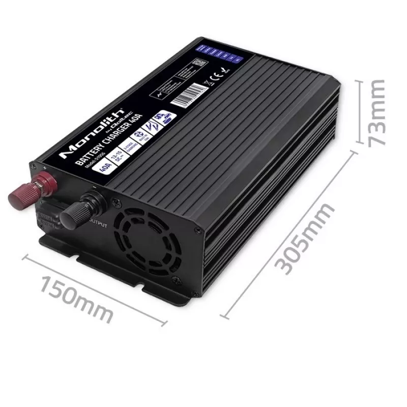 Qoltec Intelligent Professional Monolith cargador de baterías para baterías LiFePO4 AGM GEL SLA | 40A | 12V