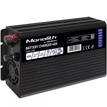Qoltec Intelligent Professional Monolith cargador de baterías para baterías LiFePO4 AGM GEL SLA | 40A | 12V