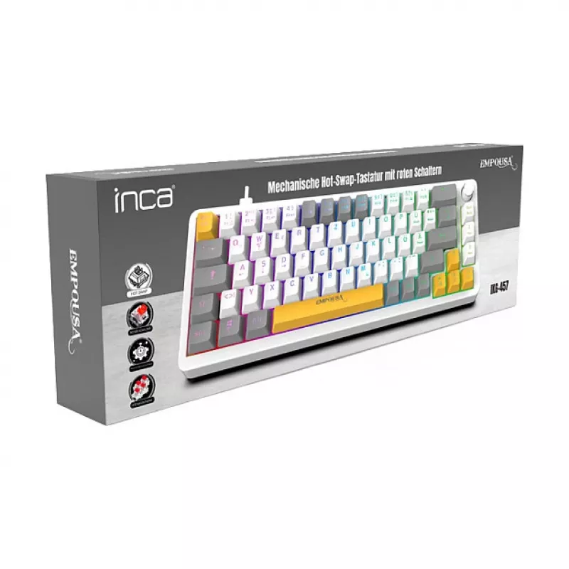 INCA Teclado gaming RGB Red Switch USB Mecánico 2,00m Blanco (IKG-457)