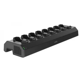 Axis W701 Mk II Docking Station - Estación de carga y sincronización de 8 bahías para cámaras corporales - 120W - Negro (NCS S 9000-N) - Enchufe europeo