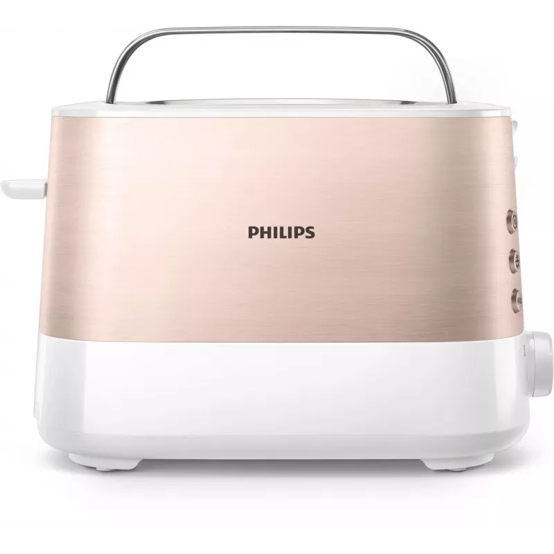 Philips Viva Collection HD2638/11 Tostadora 2 ranuras 950 W Oro rosa, Blanco