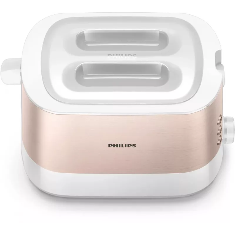 Philips Viva Collection HD2638/11 Tostadora 2 ranuras 950 W Oro rosa, Blanco