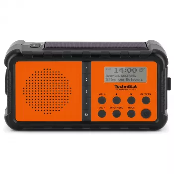 TechniSat TechniRadio Solar 2 Radio portátil DAB+/FM con panel solar y dinamo, Negro/Naranja