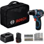 Bosch Professional GSR 12V-32 Taladro atornillador a batería, 12V, Azul/Negro, 2x baterías Li-Ion de 2,0 Ah, set de 24 accesorios, bolsa de herramientas