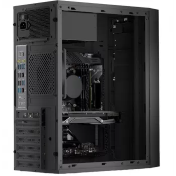 Logic Concept J23 PRO Caja de ordenador semitorre negra con cristal templado, USB-C, ventiladores ARGB