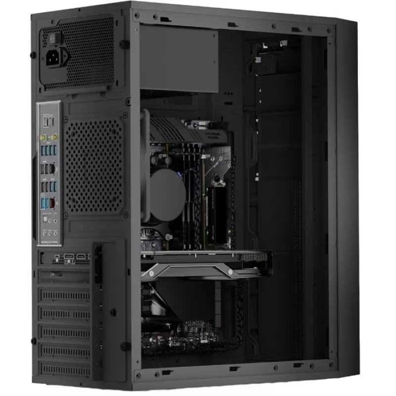 Logic Concept J23 PRO Caja de ordenador semitorre negra con cristal templado, USB-C, ventiladores ARGB