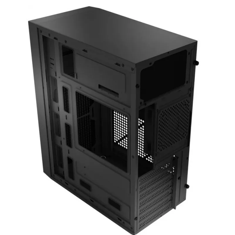 Logic Concept J23 PRO Caja de ordenador semitorre negra con cristal templado, USB-C, ventiladores ARGB