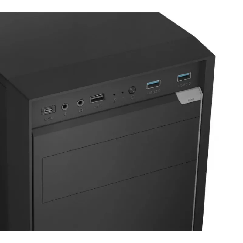 Logic Concept J23 PRO Caja de ordenador semitorre negra con cristal templado, USB-C, ventiladores ARGB