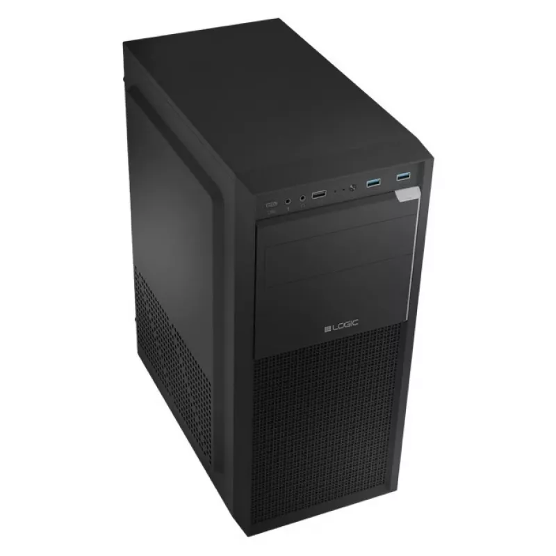 Logic Concept J23 PRO Caja de ordenador semitorre negra con cristal templado, USB-C, ventiladores ARGB