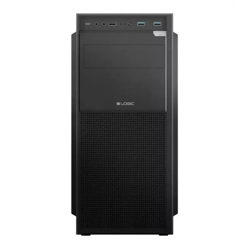 Logic Concept J23 PRO Caja de ordenador semitorre negra con cristal templado, USB-C, ventiladores ARGB
