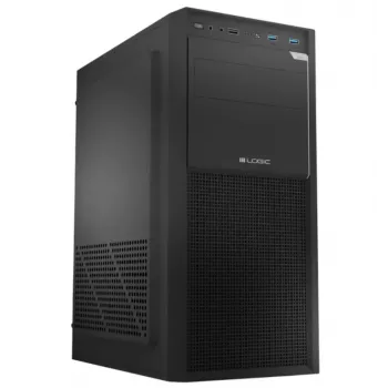 Logic Concept J23 PRO Caja de ordenador semitorre negra con cristal templado, USB-C, ventiladores ARGB