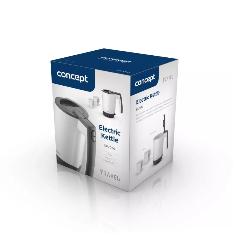 Concept RK7030 Hervidor de viaje 0,5L con 2 vasos, blanco