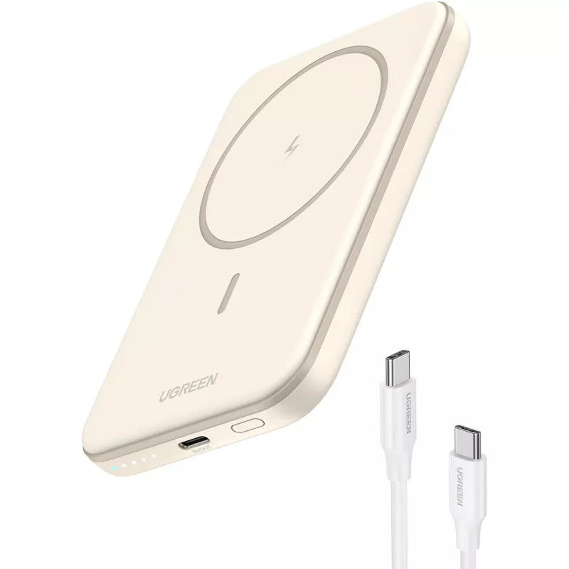 UGREEN 5000mAh Mini Powerbank Wireless 15W con MagSafe Blanco