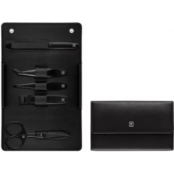 ZWILLING Set de manicura piel 5 piezas Negro (97003-004-0)