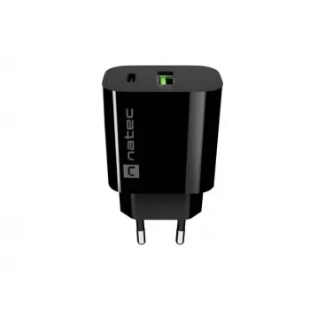 NATEC Ribera Cargador de pared 1x USB-A + 1x USB-C 20W Negro