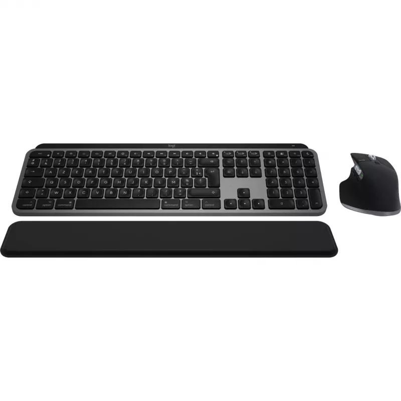 Logitech Master Series MX Keys S Combo for Mac - Conjunto inalámbrico de teclado y ratón - Tamaño completo - Retroiluminación - AZERTY Francés - Space Gray (920-012841)