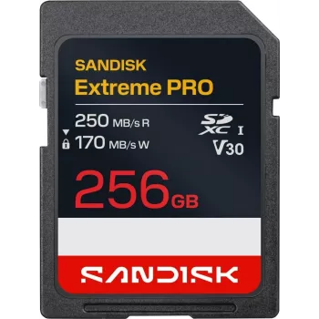 SanDisk Extreme PRO SDXC 256 GB UHS-I V30 tarjeta de memoria - Hasta 250 MB/s lectura, 170 MB/s escritura