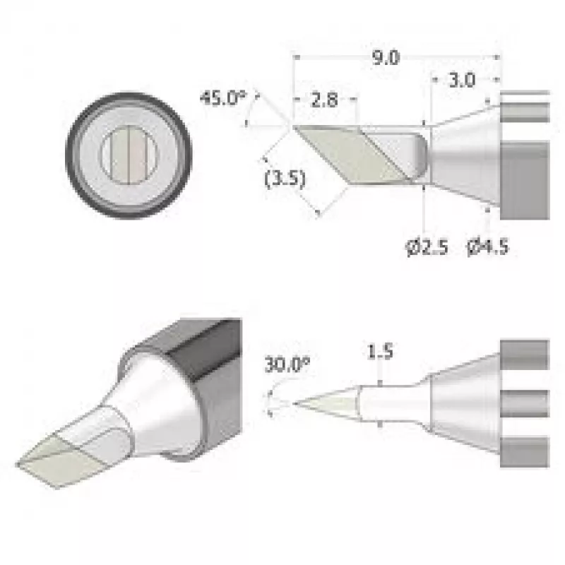 iFixit FixHub punta de soldar cuchillo 2,5 mm plata