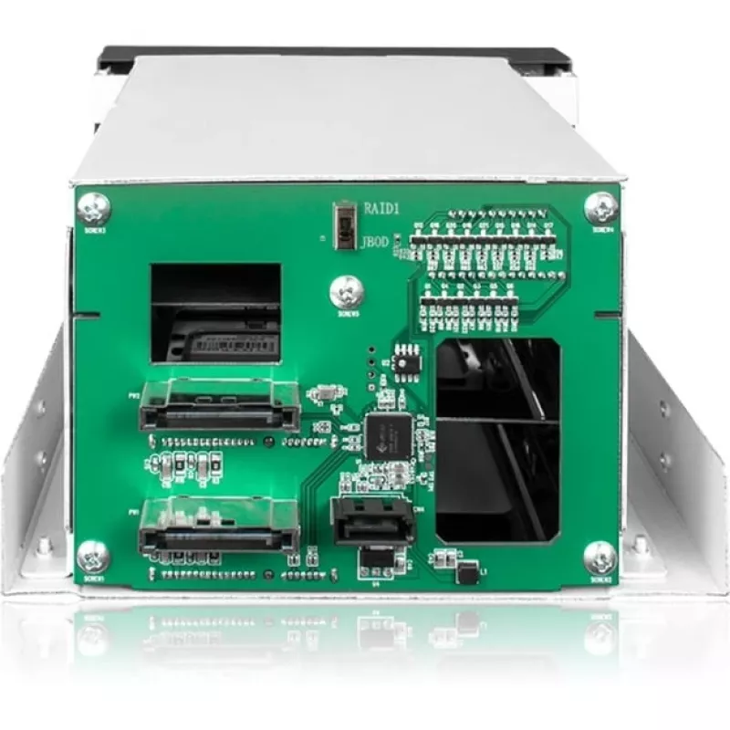 ICY BOX FatCage 2x 2.5/3.5 SATA HDD/SSD RAID 1 en bahía de 5.25 negro/plata