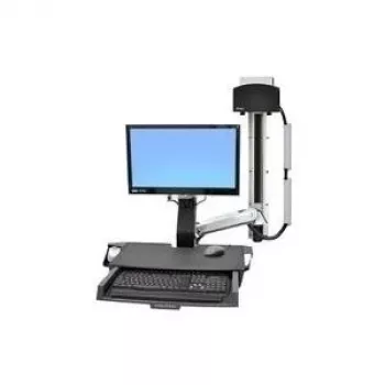 Ergotron StyleView Sit-Stand Combo System con superficie de trabajo y soporte pequeño para CPU negro