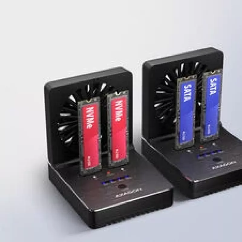 AXAGON ADSA-M2C22 Docking Station, función de clonación dual de SSD, USB-C 3.2 20 Gbit/s