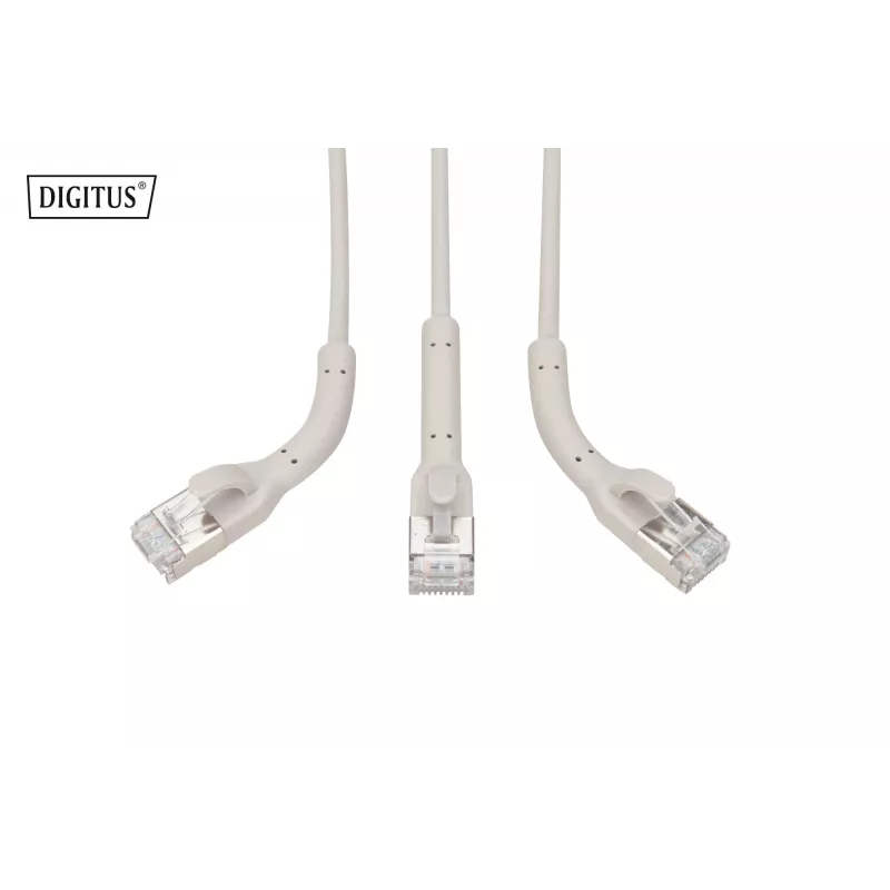 DIGITUS CAT 6A F-FTP Cable de parcheo en ángulo, cobre, 1 m, gris, 10 uds.