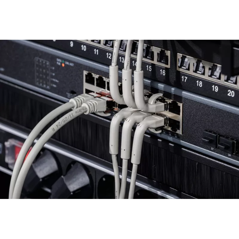 DIGITUS CAT 6A F-FTP Cable de parcheo en ángulo, cobre, 1 m, gris, 10 uds.