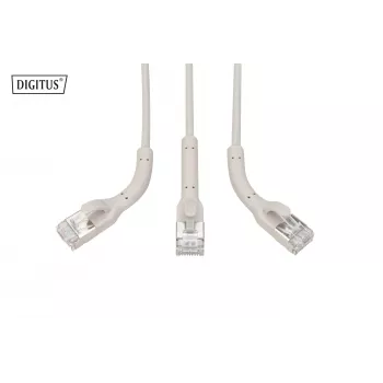 DIGITUS CAT 6A F-FTP Cable de parcheo en ángulo, cobre, 2 m, gris, 10 uds.
