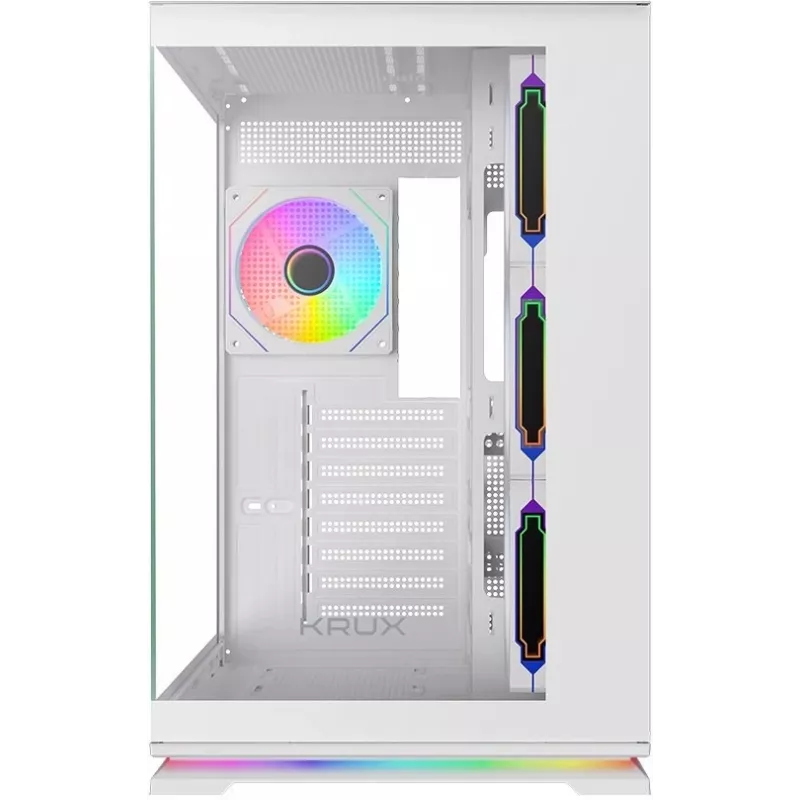 Krux Atron Caja de PC semitorre blanca con cristal templado