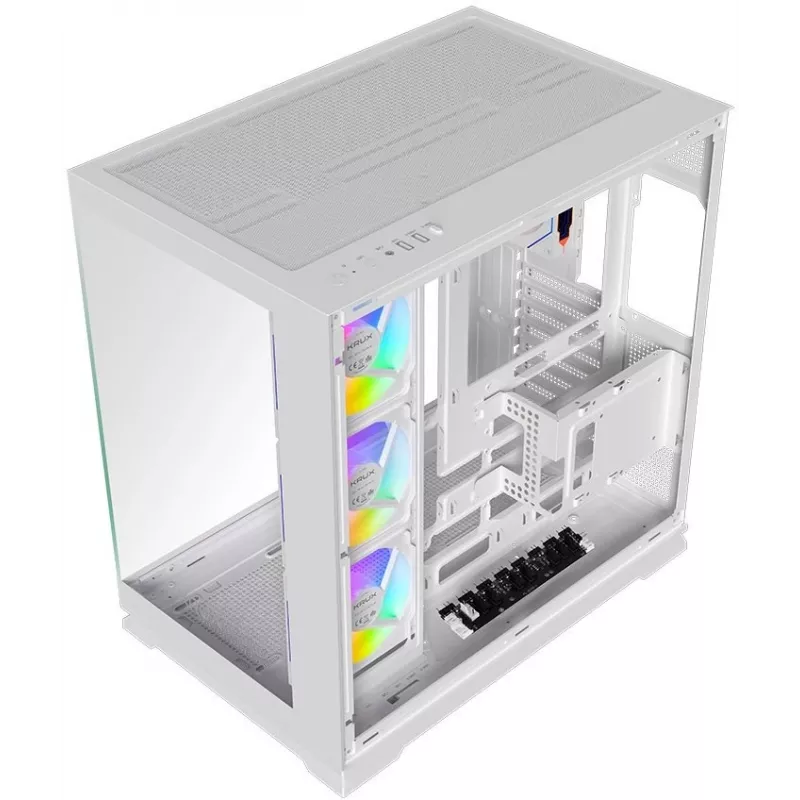 Krux Atron Caja de PC semitorre blanca con cristal templado