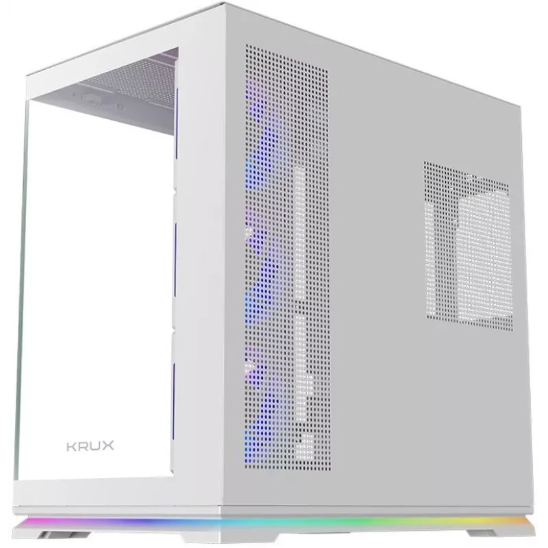 Krux Atron Caja de PC semitorre blanca con cristal templado