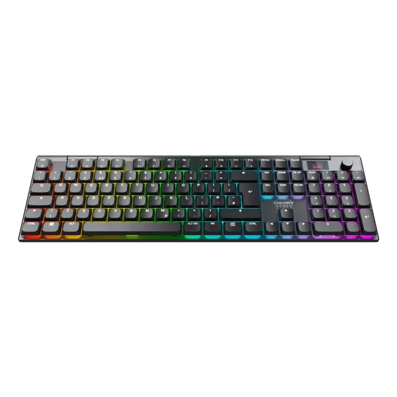 CHERRY XTRFY MX 10.1 Teclado mecánico gaming inalámbrico de tamaño completo, tri-modo (USB-C, 2,4 GHz, Bluetooth 5.1), interruptores Cherry MX RGB Red, RGB por tecla, QWERTY, negro