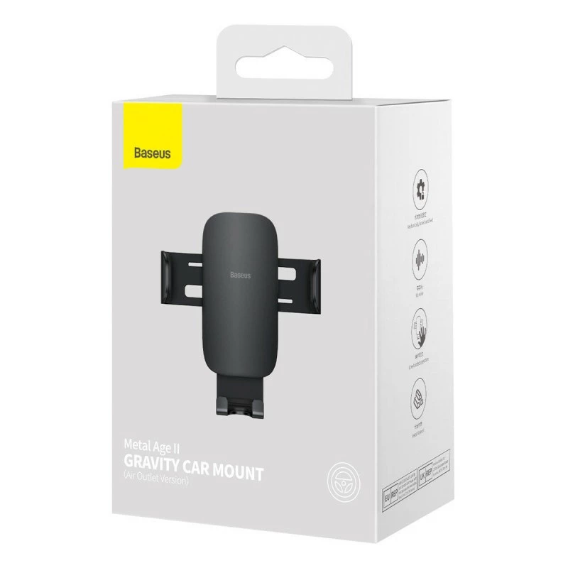 Soporte de móvil para rejilla de ventilación del coche con gravedad Baseus Metal Age II - Negro