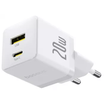 Baseus Palm 20W cargador de pared USB-C + USB-A, blanco