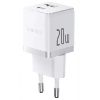Baseus Palm 20W cargador de pared USB-C + USB-A, blanco