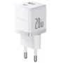 Baseus Palm 20W cargador de pared USB-C + USB-A, blanco