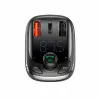 Baseus S-13 Transmisor FM Bluetooth para coche con cargador QC 3.0/4.0 PD, manos libres, indicador LED, negro
