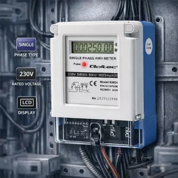 Qoltec Medidor de energía electrónico monofásico 230V 5(60)A LCD