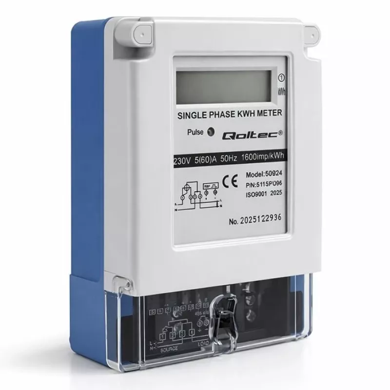 Qoltec Medidor de energía electrónico monofásico 230V 5(60)A LCD