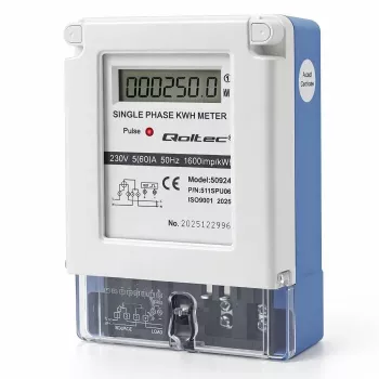 Qoltec Medidor de energía electrónico monofásico 230V 5(60)A LCD