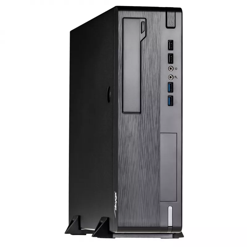Akyga AK-502-02BK Caja de PC SFF, Micro-ATX / Mini-ITX, 2x USB 3.0, sin fuente de alimentación, negra