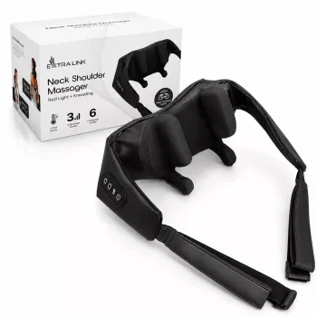 EXTRALINK SmartLife Masajeador inalámbrico de cuello-hombros-espalda con Shiatsu 8 nodos, calor infrarrojo, batería 2000mAh, 25W